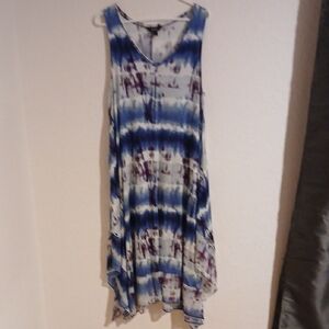 SIMPLY VERA, VERAWANG TIE-DYE Blue and Purple Patterned Maxi Dress Size L